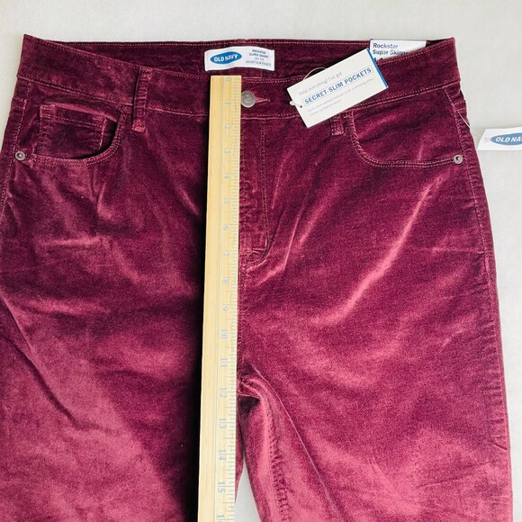 Old Navy Womens Burgundy Secret Slim Pocket Rockstar Super Skinny Pants Size 14 - Picture 4 of 7